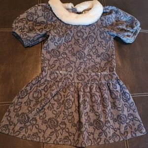 Girl's Janie and Jack Snowdrift Faux Fur Collar Jacquard Dress Size 7